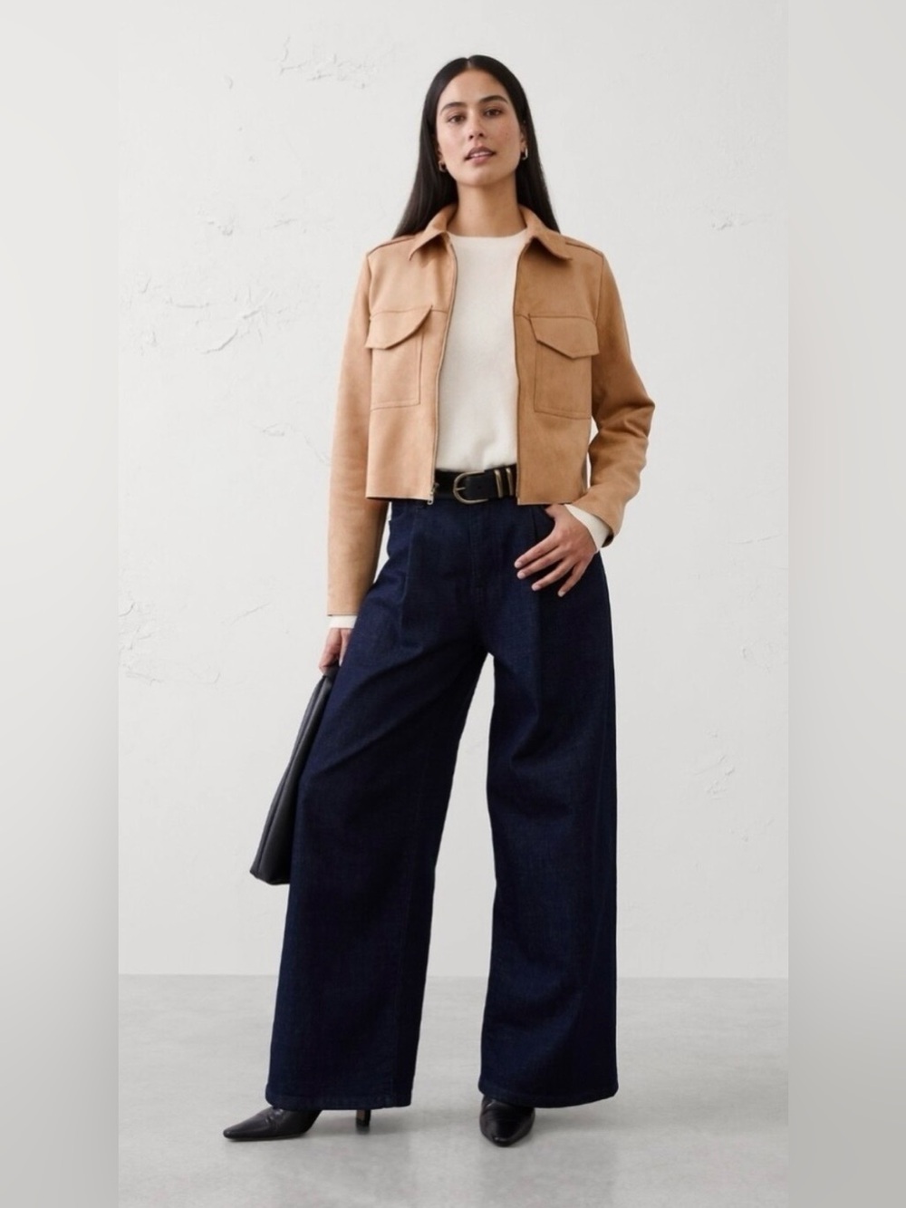 Banana Republic Factory Vegan Suede Cropped Jacket, size M, NWT
